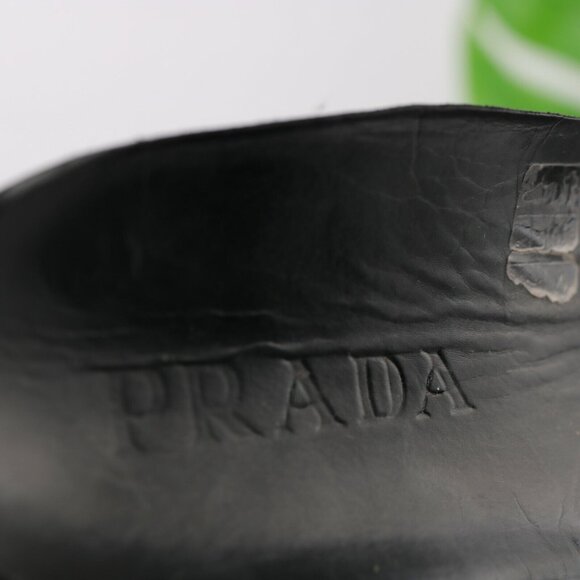 Prada Women Spazzolato Rois Penny Loafer Size 6 Black Leather Vibram Linea Rosa - Picture 11 of 12